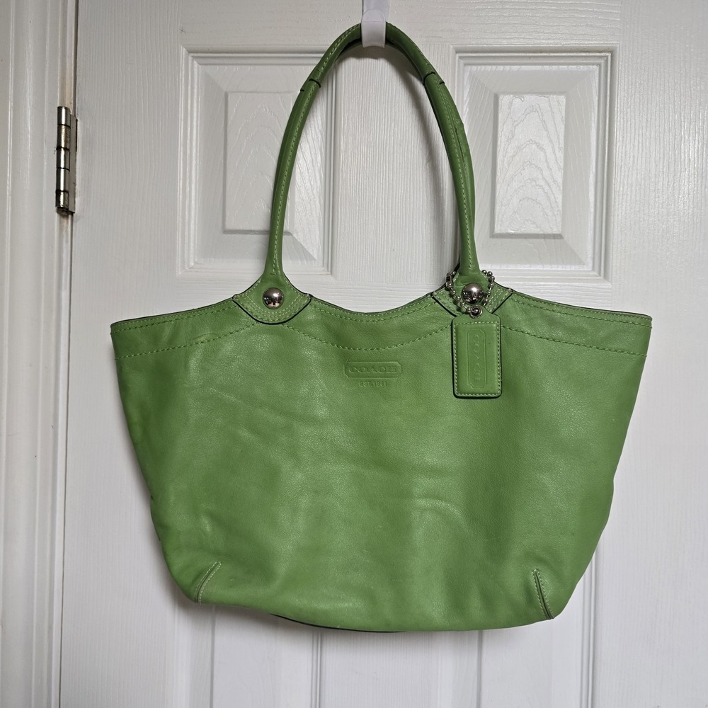 VTG Y2K Coach Bleecker Leather Legacy Tote "Palm Green" 2009